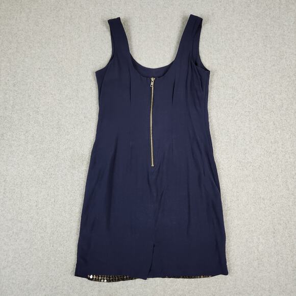 UK Style French Connection Dress Womens Size 4 Navy Blue Sleeveless Faux Sequins - Picture 6 of 14